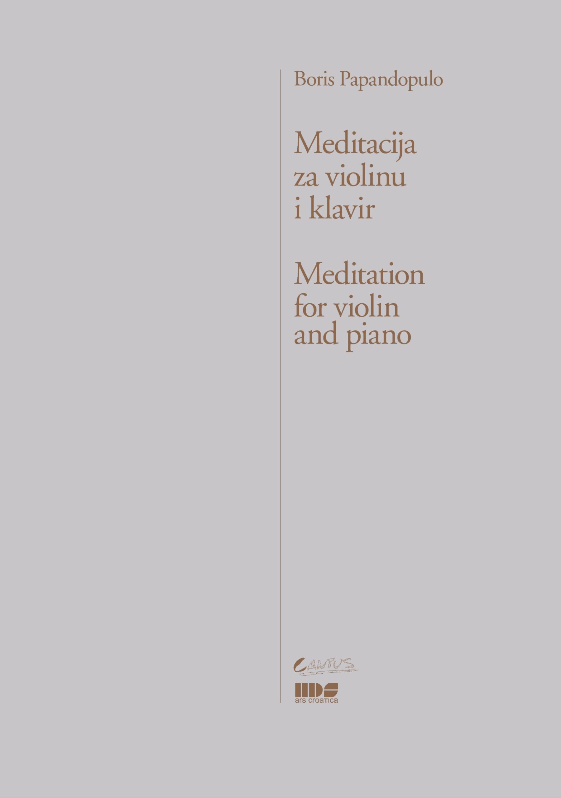 Boris Papandopulo: Meditacija, za violinu i klavir